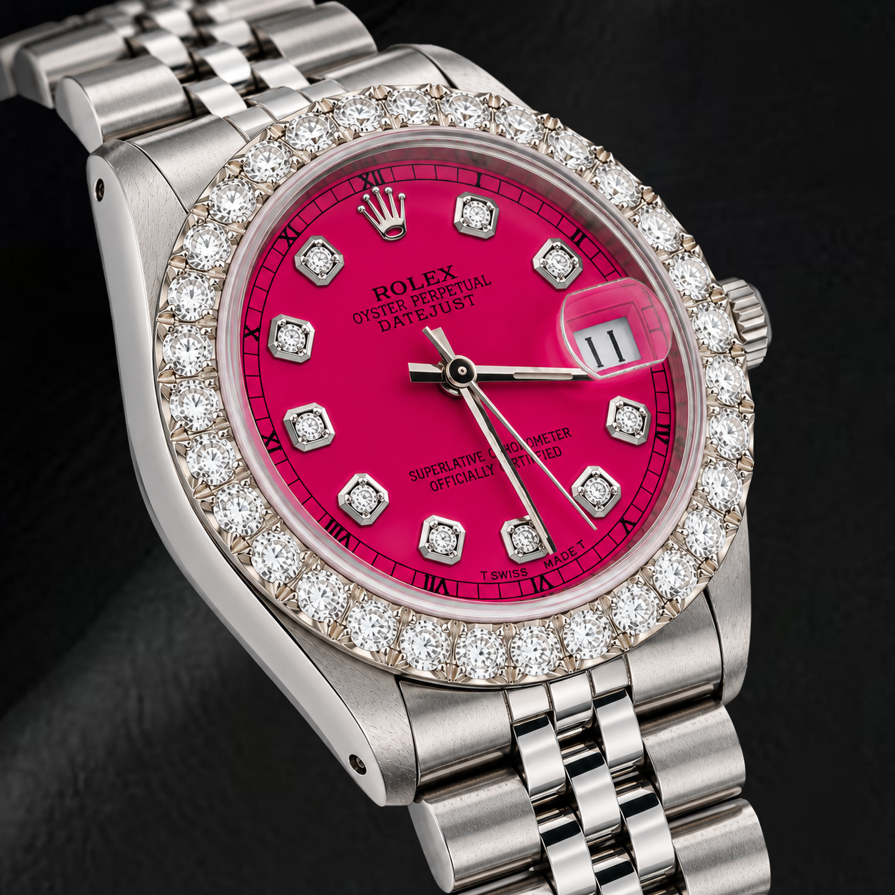 Rolex Datejust 68274 31 mm Edelstahluhr mit rosa Diamantzifferblatt