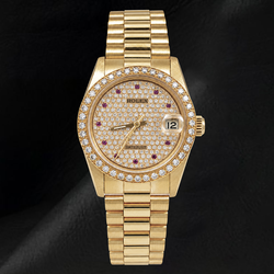Rolex Datejust 68278 31 mm Diamant-Pavé-Zifferblatt President-Armbanduhr 18 Karat