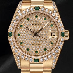 Rolex Datejust 68278 31 mm Uhr aus 18 Karat Gelbgold mit Diamant-Pavé-Zifferblatt