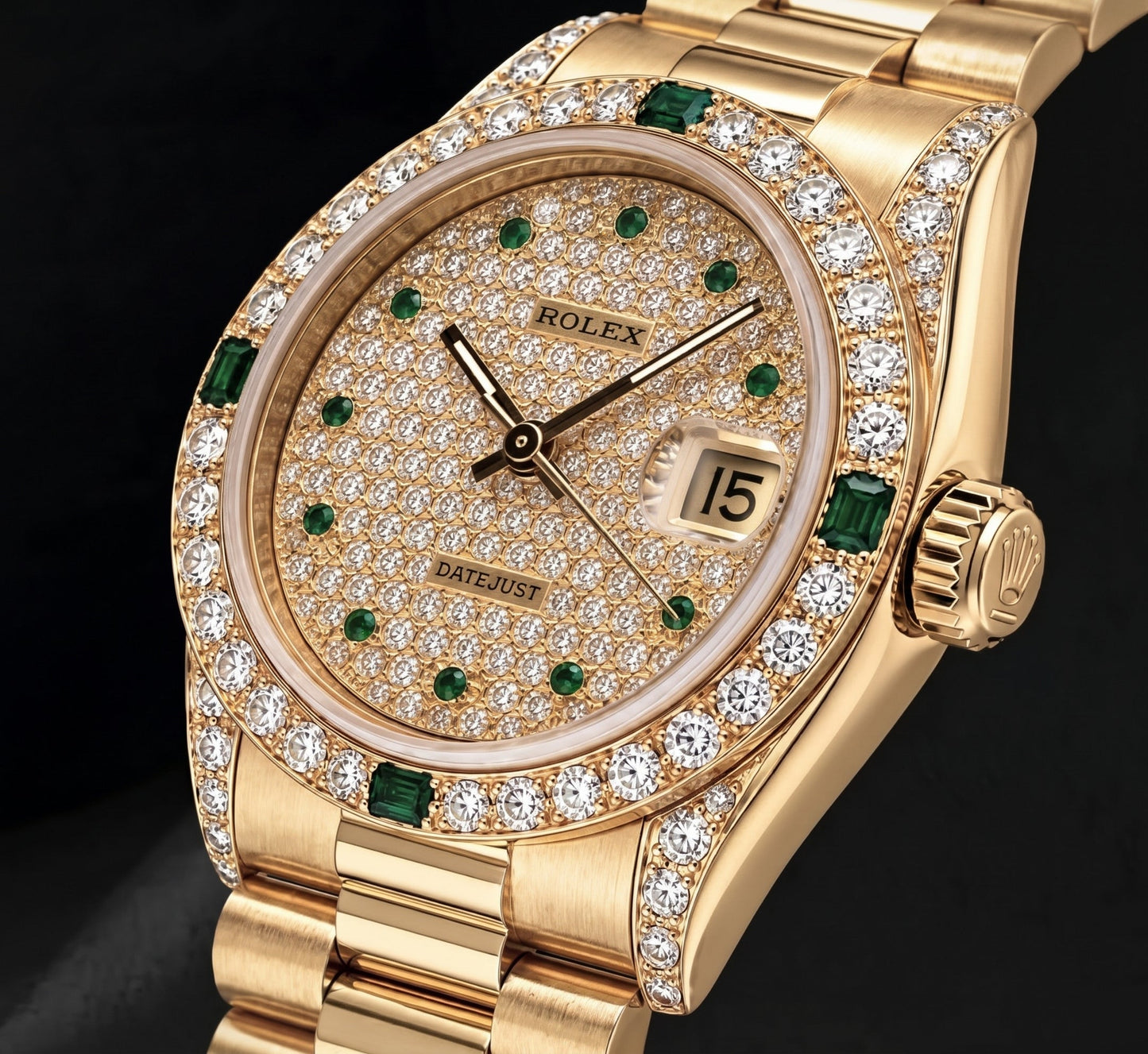 Rolex Datejust 68278 31 mm Uhr aus 18 Karat Gelbgold mit Diamant-Pavé-Zifferblatt