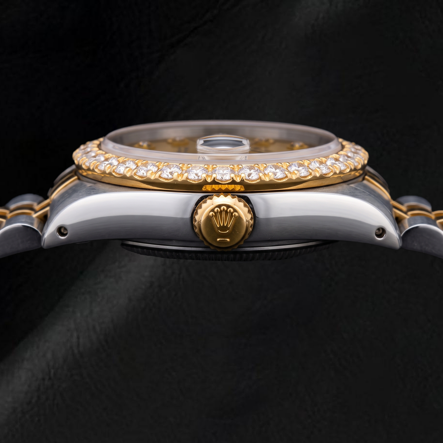 Rolex Datejust 6827 31 mm Champagner-Diamantzifferblatt Bicolor Gold Jubilé-Armband Uhr