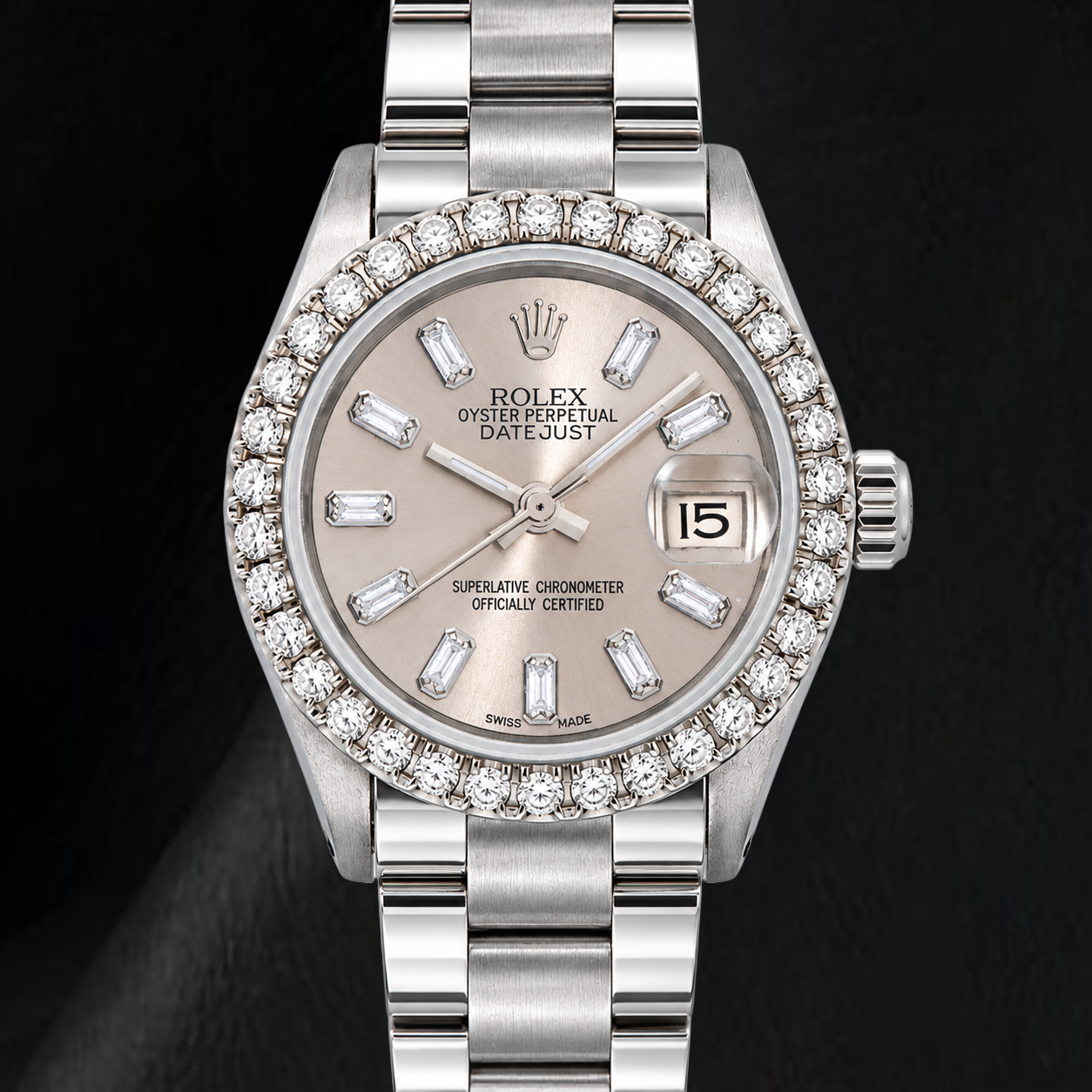Rolex Datejust 69160 26 mm Grau Diamant Edelstahl Uhr