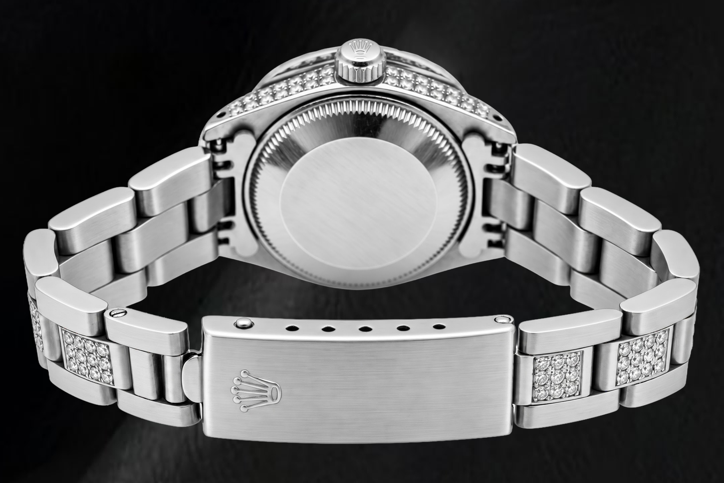 Rolex Datejust 69160 26 mm Uhr aus Edelstahl, grünes Diamantzifferblatt, Teil-Diamantbesatz, Oyster-Armband