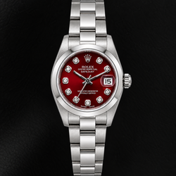 Rolex Datejust 69160 26mm Edelstahl Uhr mit rotem Diamantzifferblatt