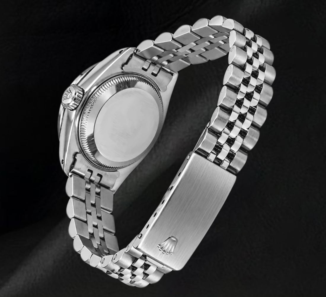 Rolex Datejust 6916 26 mm Edelstahl-Armbanduhr mit schwarzem Perlmutt-Diamantzifferblatt
