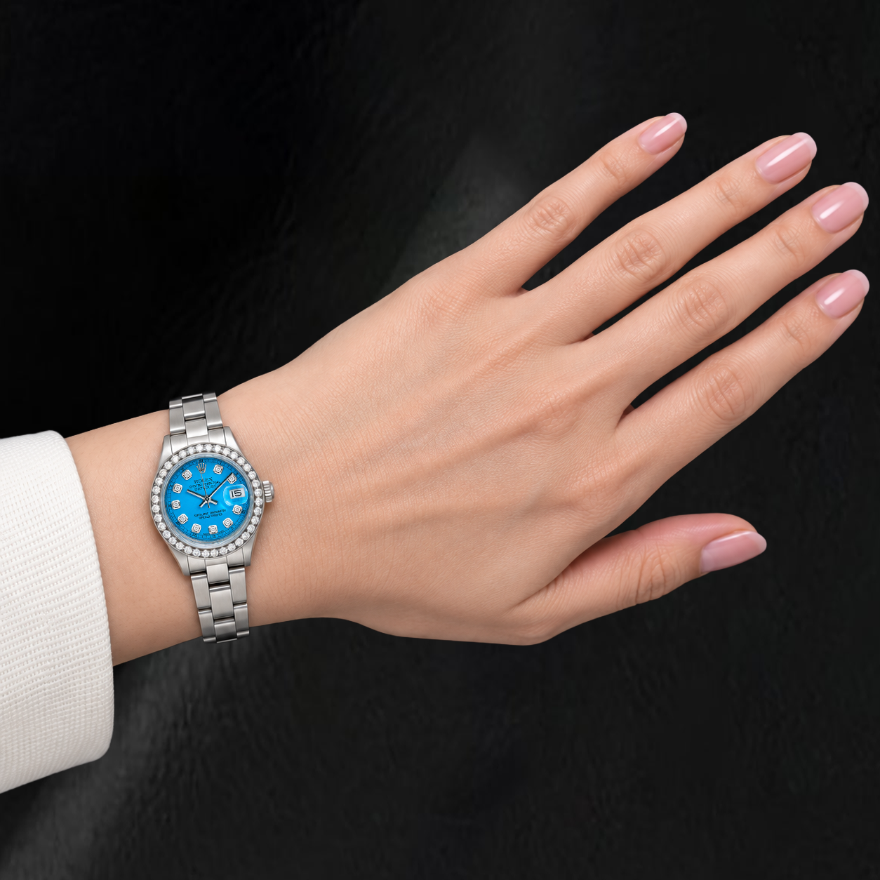 Rolex Datejust 6916 26 mm Edelstahl-Uhr mit blauem Diamantzifferblatt und Oyster-Armband