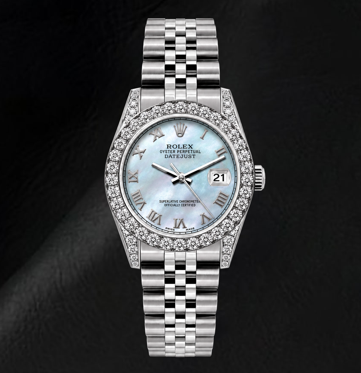 Rolex Datejust 6916 26 mm Edelstahluhr mit blauem Perlmutt-Zifferblatt und römischen Ziffern