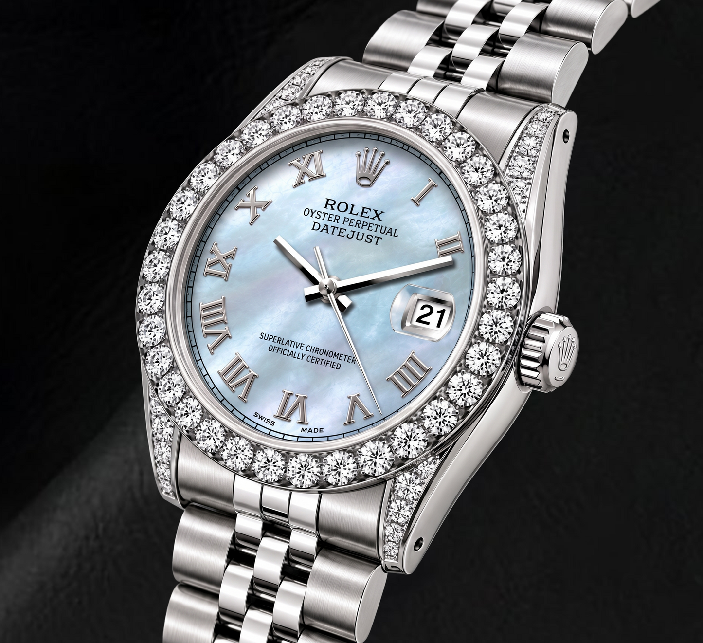 Rolex Datejust 6916 26 mm Edelstahluhr mit blauem Perlmutt-Zifferblatt und römischen Ziffern