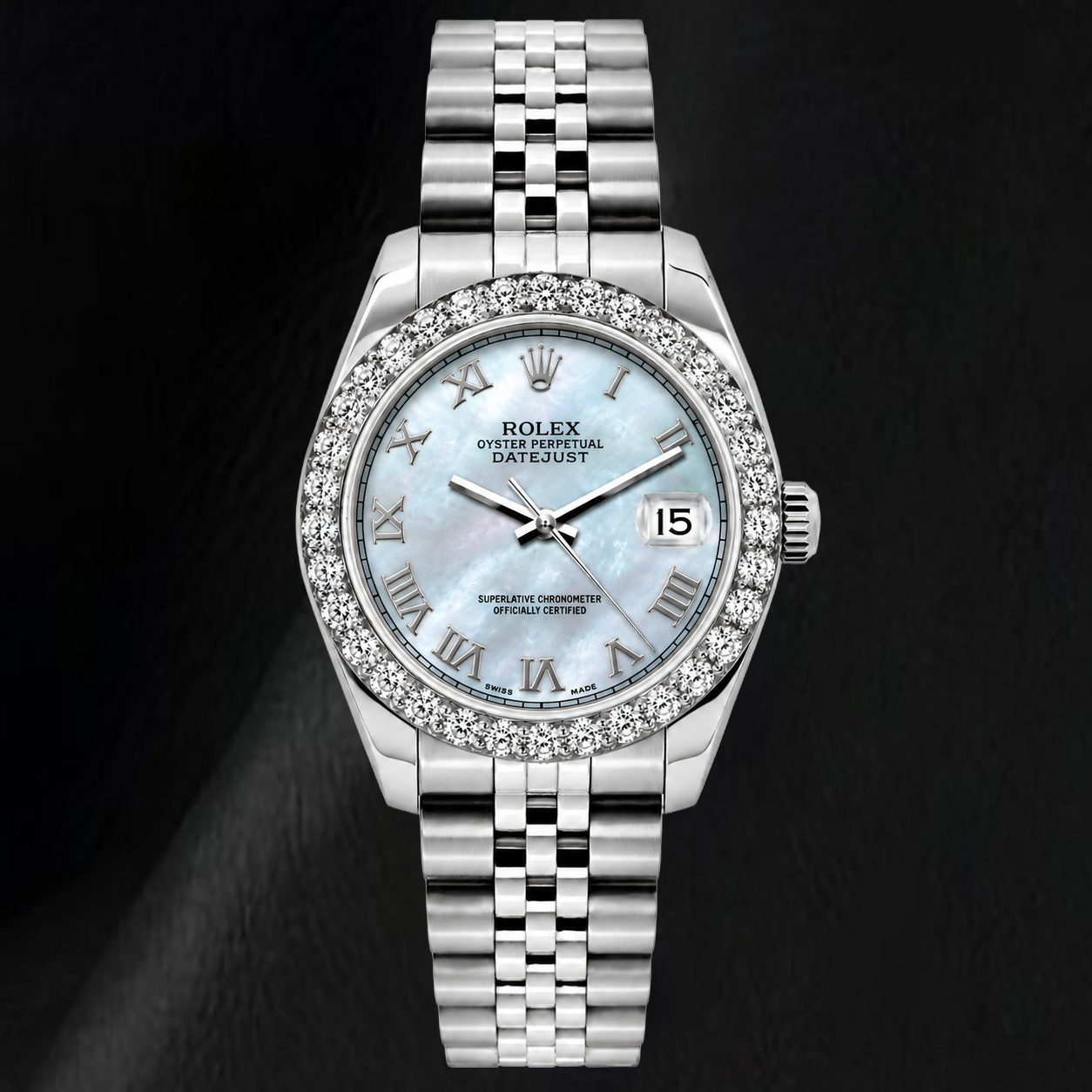 Rolex Datejust 6916 26 mm Armbanduhr mit blauem Perlmutt-Zifferblatt und römischen Ziffern