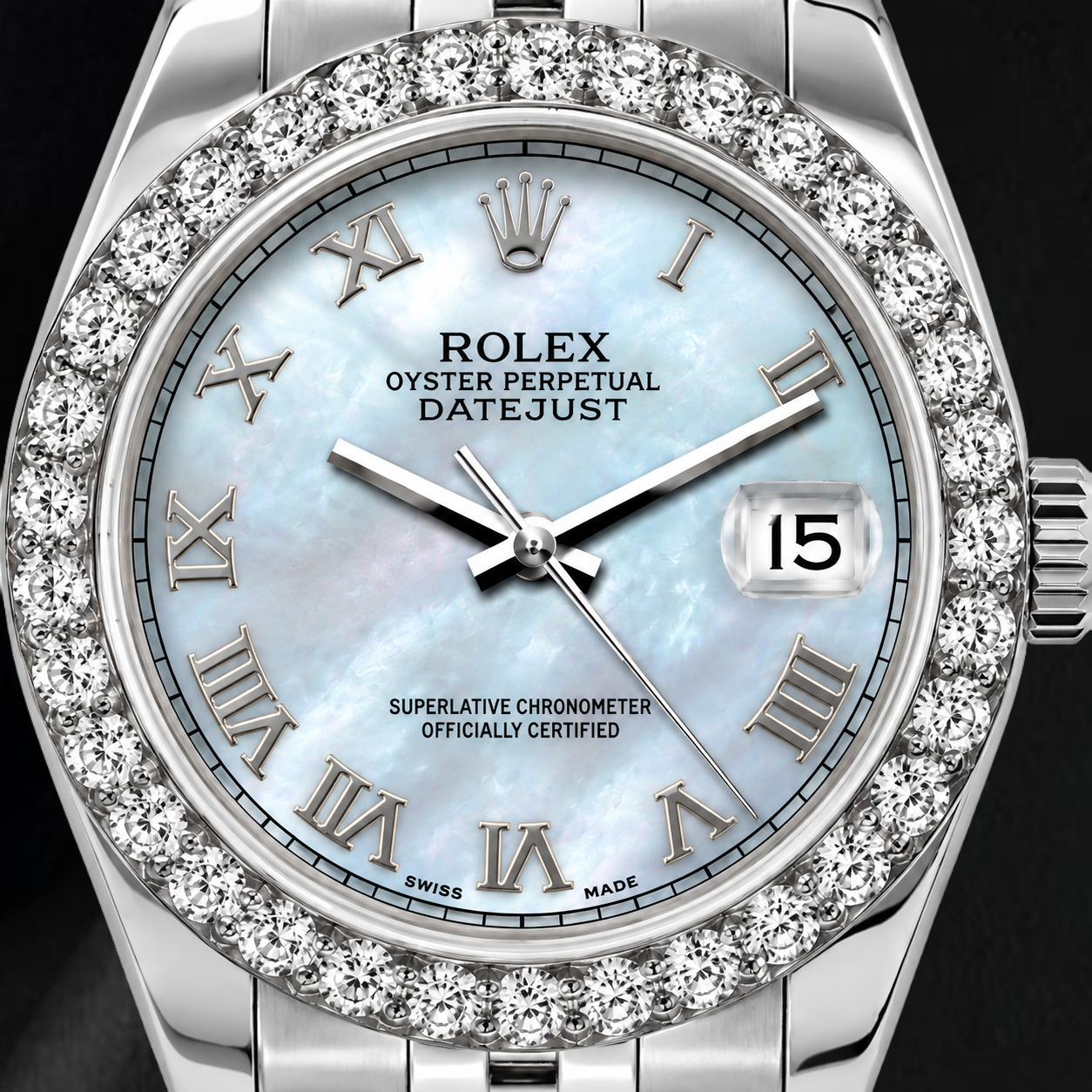 Rolex Datejust 6916 26 mm Armbanduhr mit blauem Perlmutt-Zifferblatt und römischen Ziffern