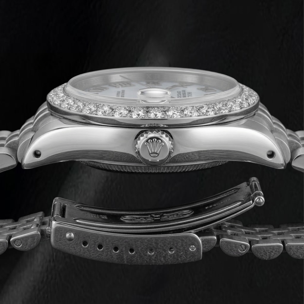 Rolex Datejust 6916 26 mm Armbanduhr mit blauem Perlmutt-Zifferblatt und römischen Ziffern