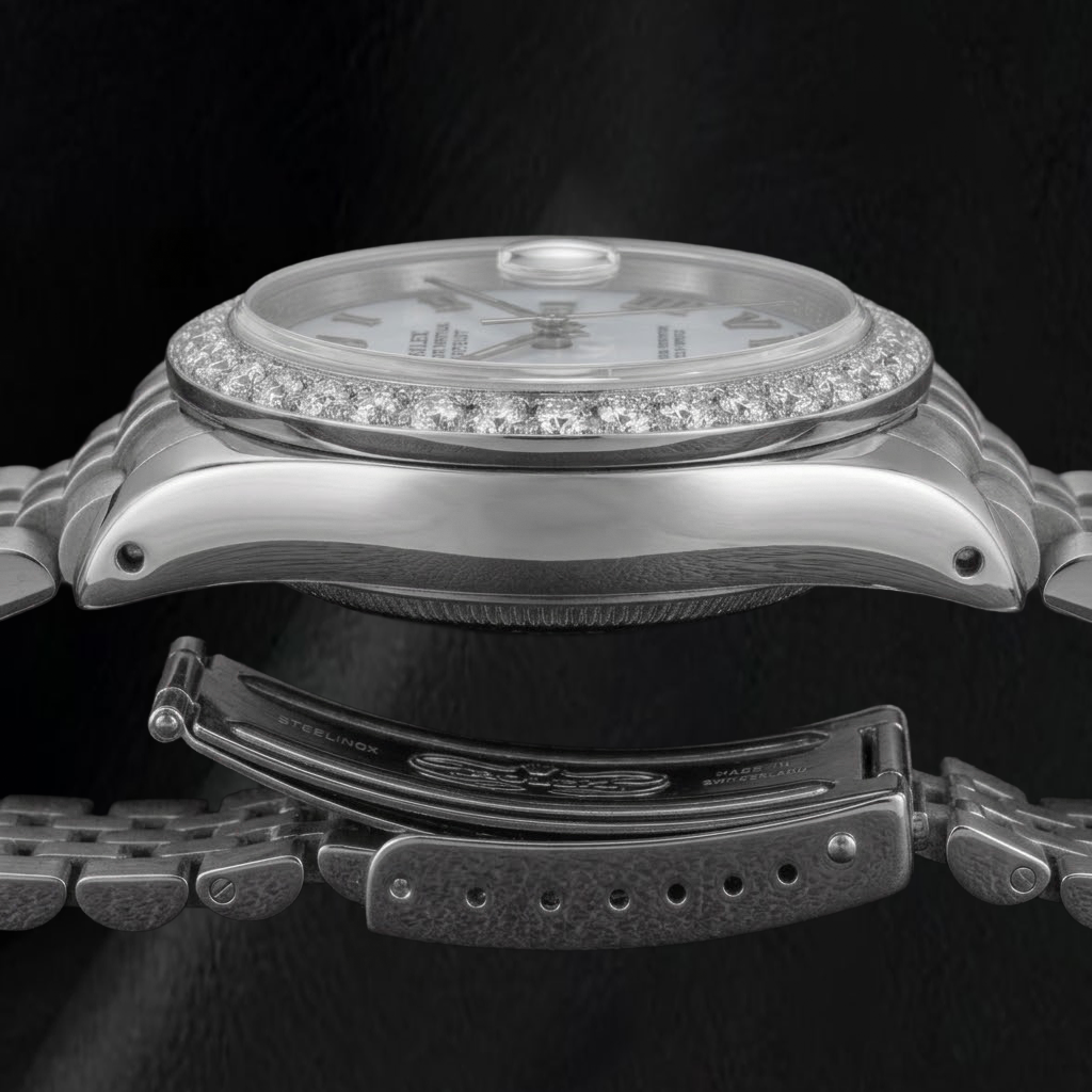 Rolex Datejust 6916 26 mm Armbanduhr mit blauem Perlmutt-Zifferblatt und römischen Ziffern
