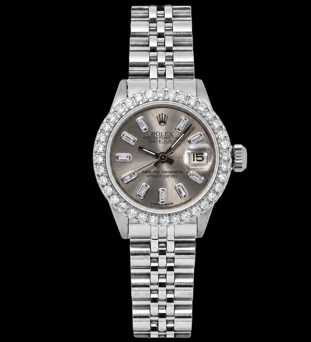 Rolex Datejust 6916 26 mm Edelstahl Uhr mit grauem Diamantzifferblatt