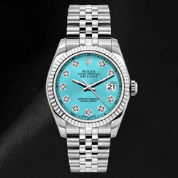 Rolex Datejust 6916 26 mm Uhr aus Edelstahl mit eisblauem Diamantzifferblatt