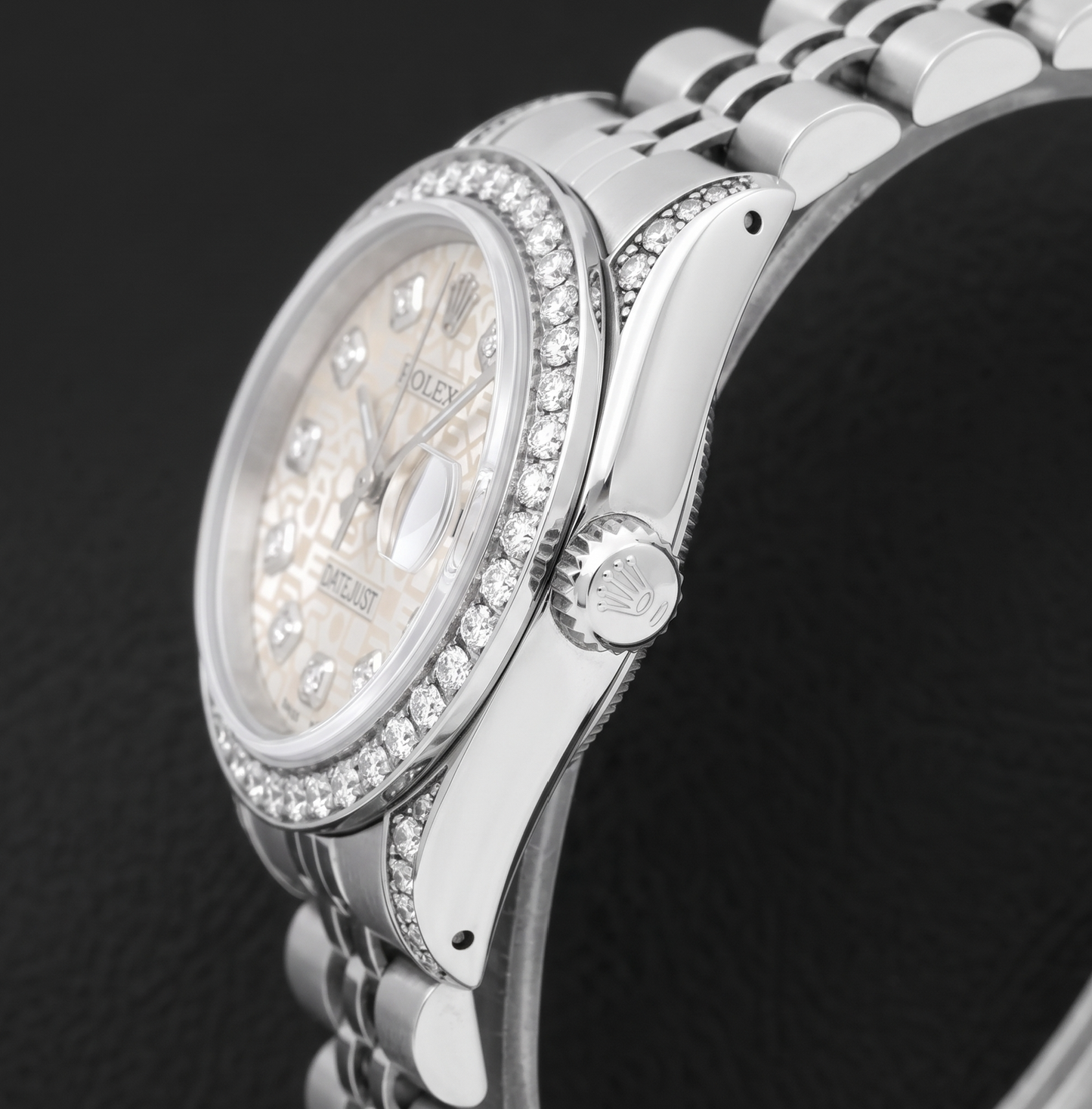 Rolex Datejust 6916 26 mm Edelstahl-Uhr mit elfenbeinfarbenem Jubilé-Diamantzifferblatt