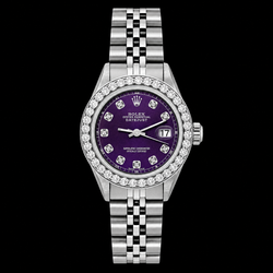 Rolex Datejust 6916 26 mm Edelsahluhr mit violettem Diamantzifferblatt