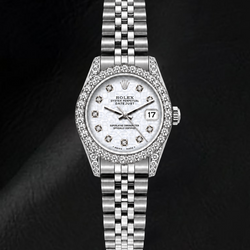 Rolex Datejust 6916 26 mm Uhr aus Edelstahl mit silbernem Jubilé-Diamantzifferblatt