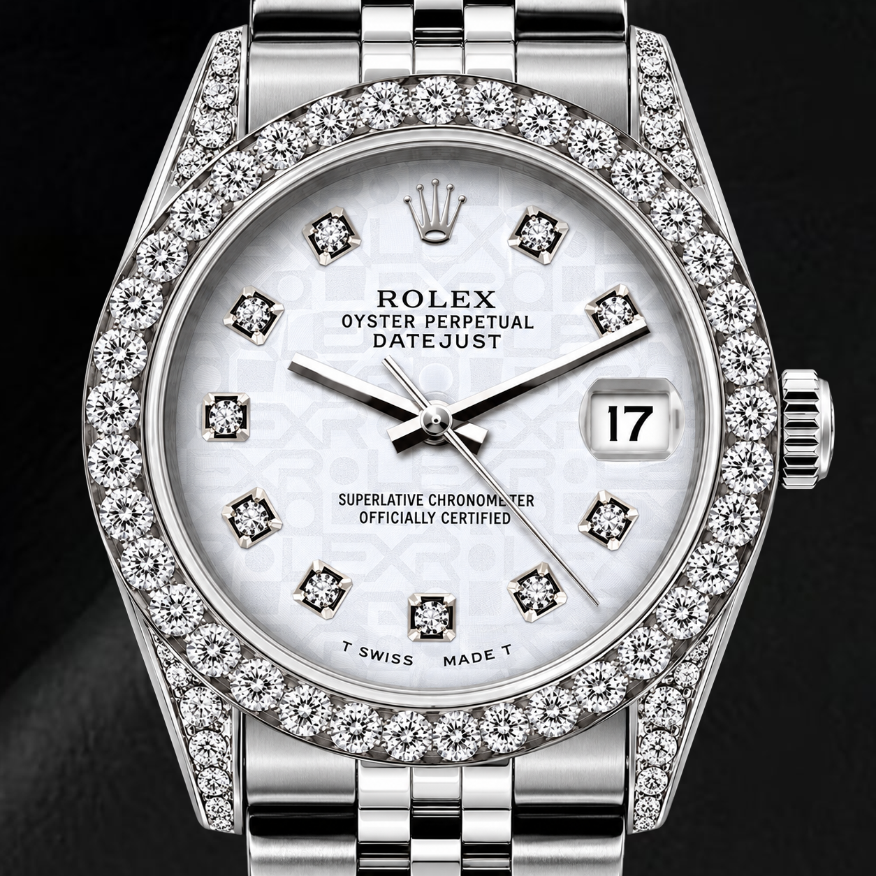 Rolex Datejust 6916 26 mm Uhr aus Edelstahl mit silbernem Jubilé-Diamantzifferblatt