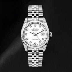 Rolex Datejust 6916 26 mm Edelstahl-Uhr mit weißem Diamantzifferblatt