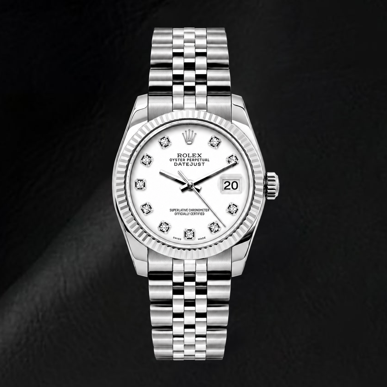 Rolex Datejust 6916 26 mm Edelstahl-Uhr mit weißem Diamantzifferblatt