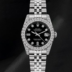 Rolex Datejust 6916 Schwarzes Diamantzifferblatt 26 mm Edelstahl Uhr