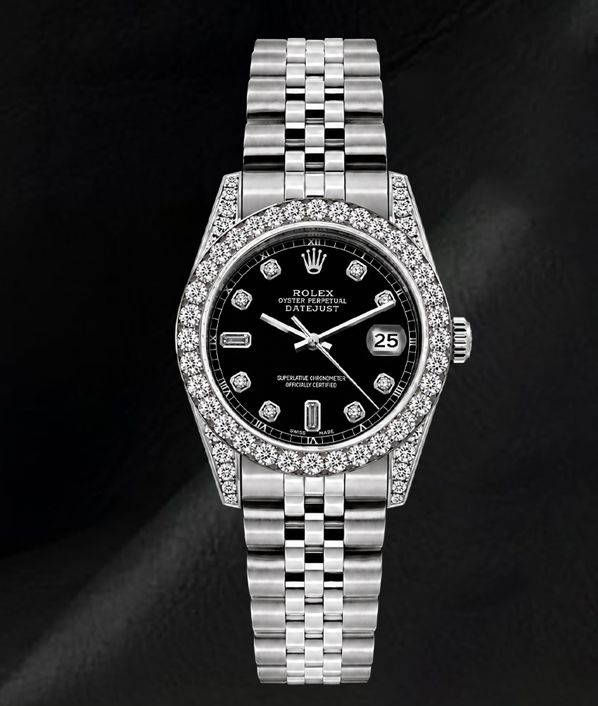 Rolex Datejust 6916 Schwarzes Diamantzifferblatt 26 mm Edelstahl Uhr
