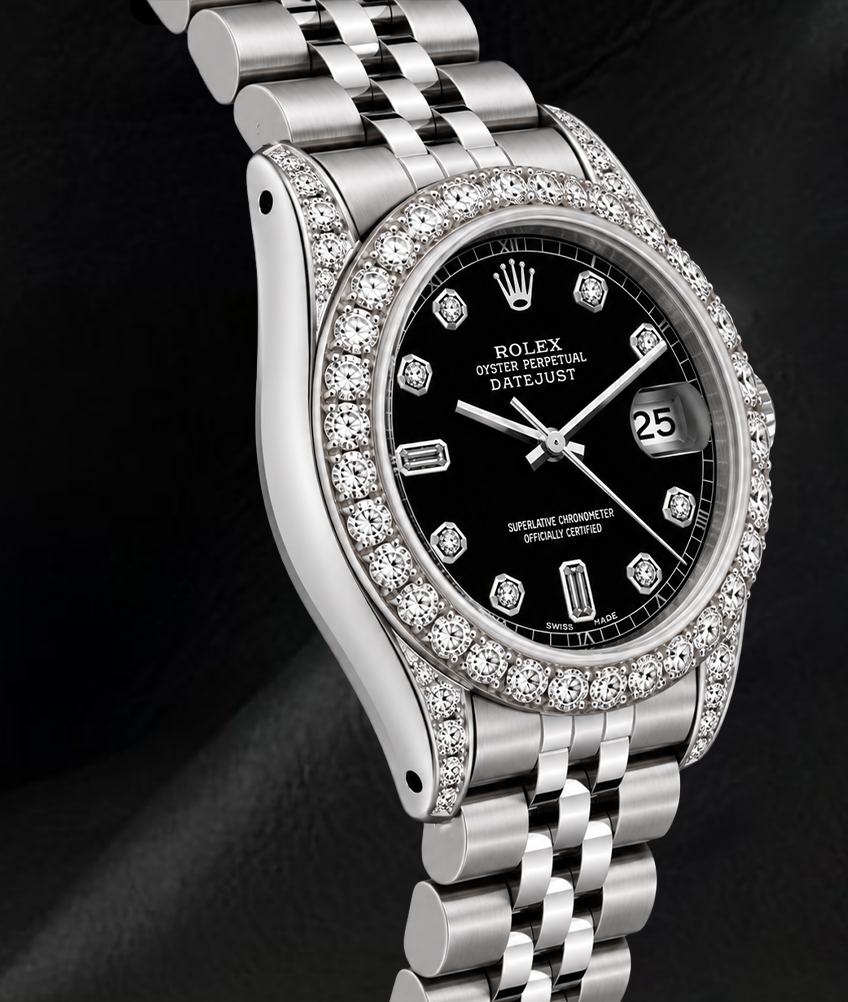 Rolex Datejust 6916 Schwarzes Diamantzifferblatt 26 mm Edelstahl Uhr