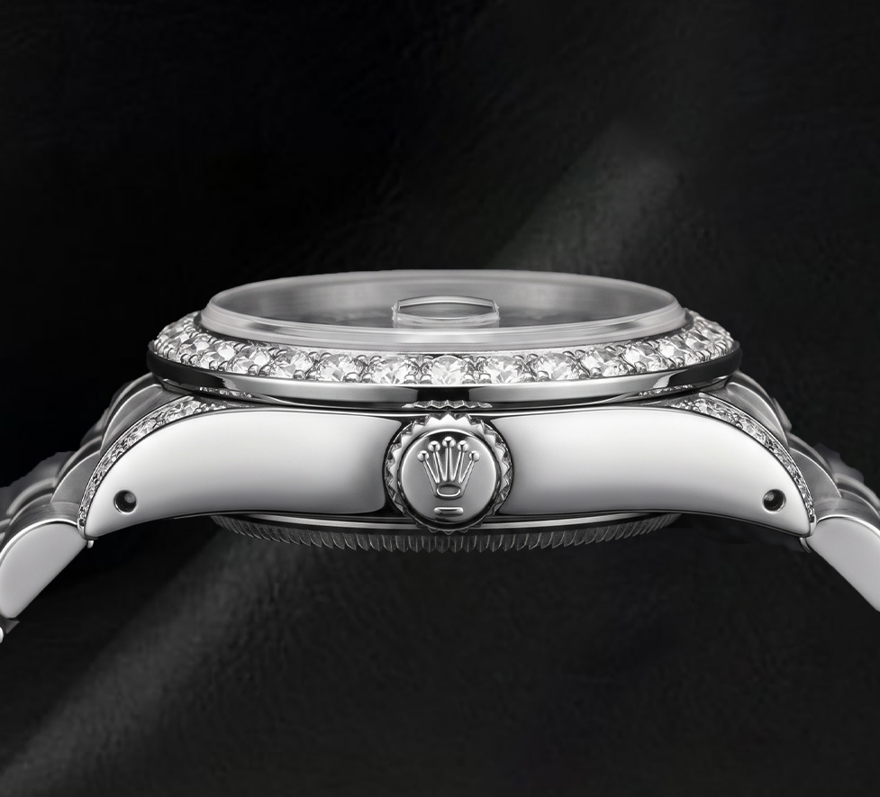 Rolex Datejust 6916 26 mm Edelstahluhr, schwarzes Zifferblatt mit römischen Ziffern, Diamantlünette