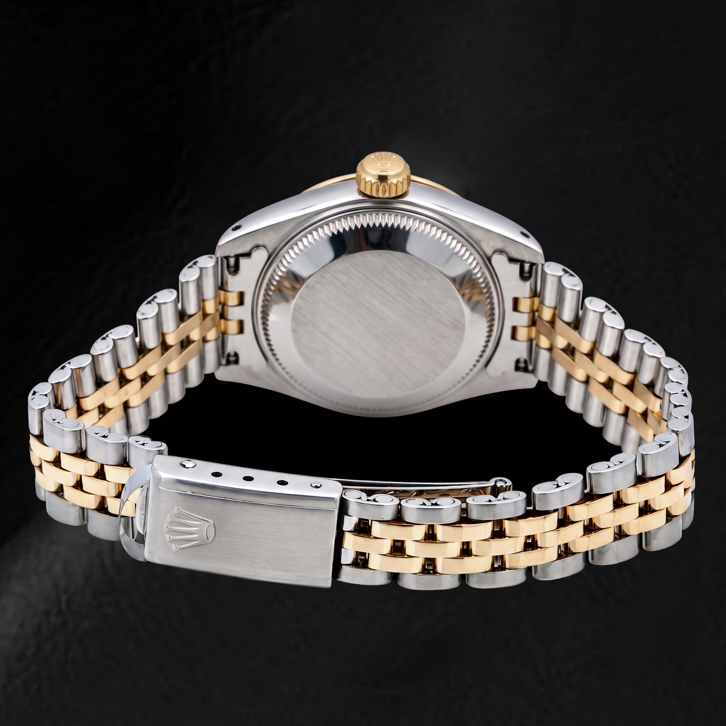 Rolex Datejust 69173 26 mm Bicolor-Uhr mit schwarzem römischen Zifferblatt