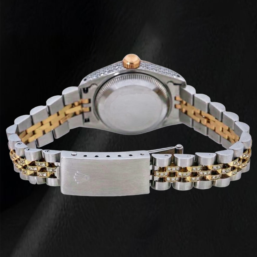 Rolex Datejust 69173 26 mm Bicolor Uhr mit blauem Diamantzifferblatt