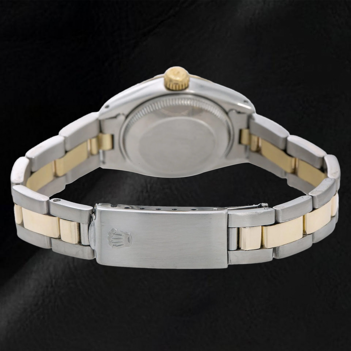 Rolex Datejust 69173 26 mm Uhr Rosa Zifferblatt Geriffelte Lünette Bicolor Oyster-Armband