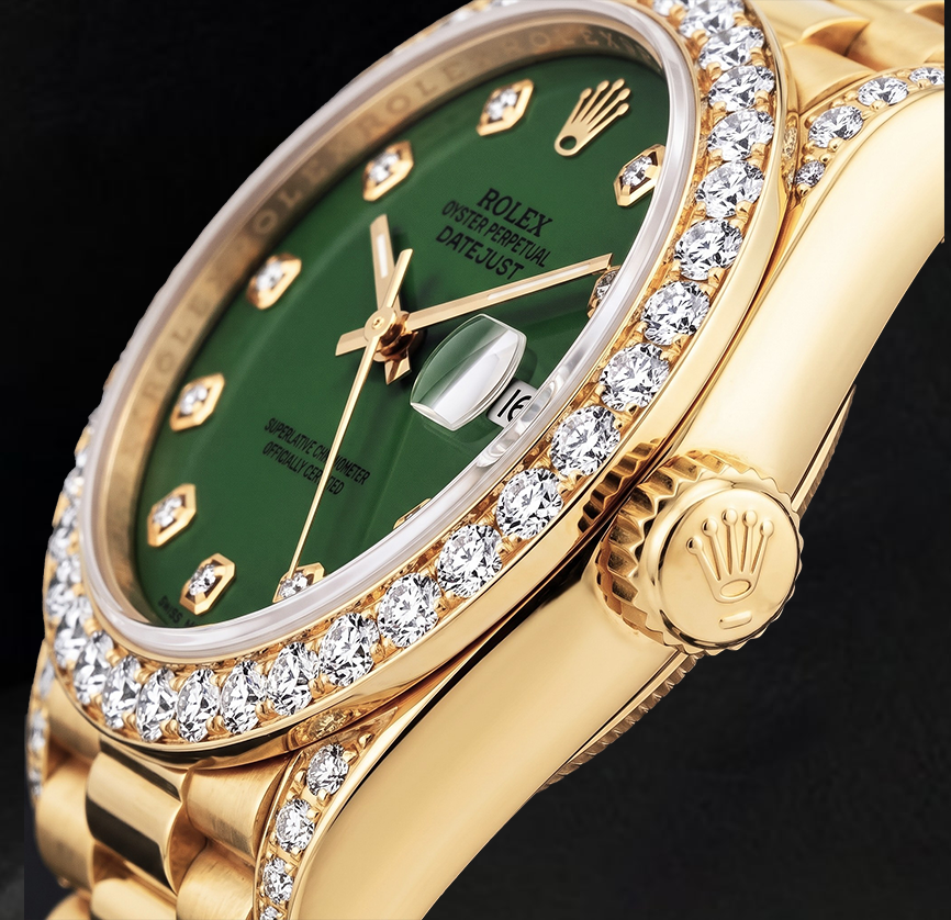 Rolex Datejust 69178 26 mm Grünes Diamantzifferblatt Diamant 18 Karat Gelbgold Uhr