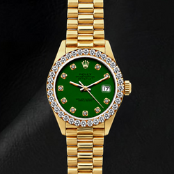Rolex Datejust 69178 26 mm Gelbgold Uhr mit grünem Diamantzifferblatt