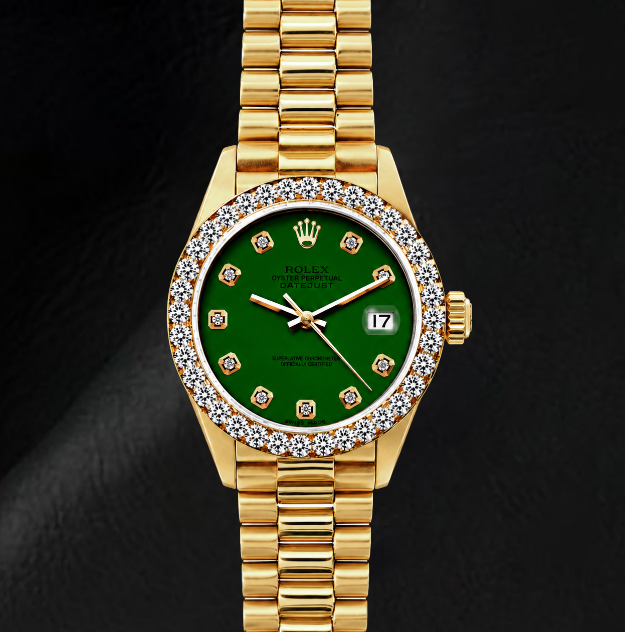Rolex Datejust 69178 26 mm Gelbgold Uhr mit grünem Diamantzifferblatt