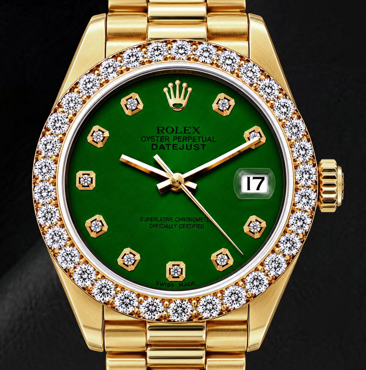 Rolex Datejust 69178 26 mm Gelbgold Uhr mit grünem Diamantzifferblatt