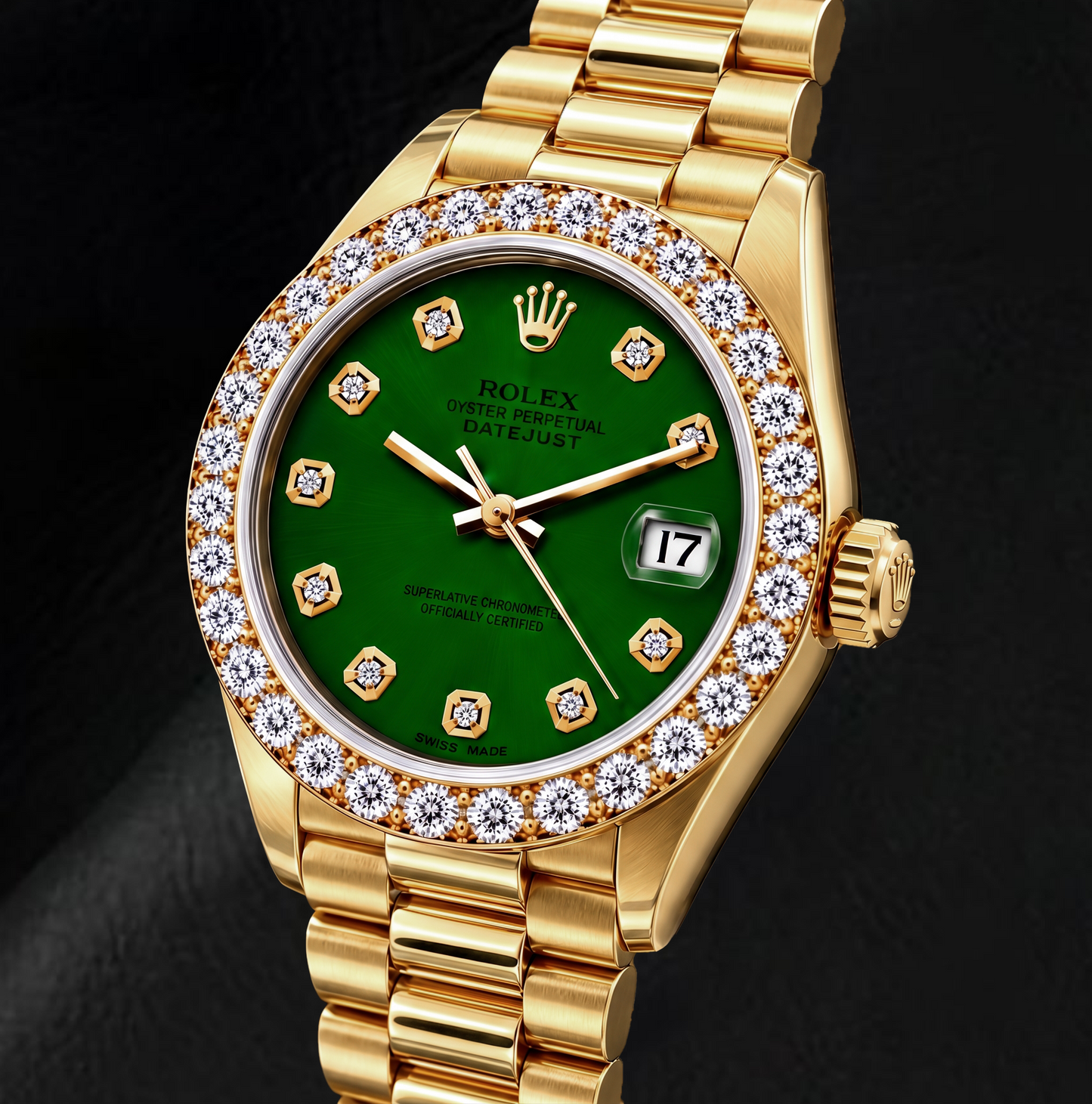 Rolex Datejust 69178 26 mm Gelbgold Uhr mit grünem Diamantzifferblatt