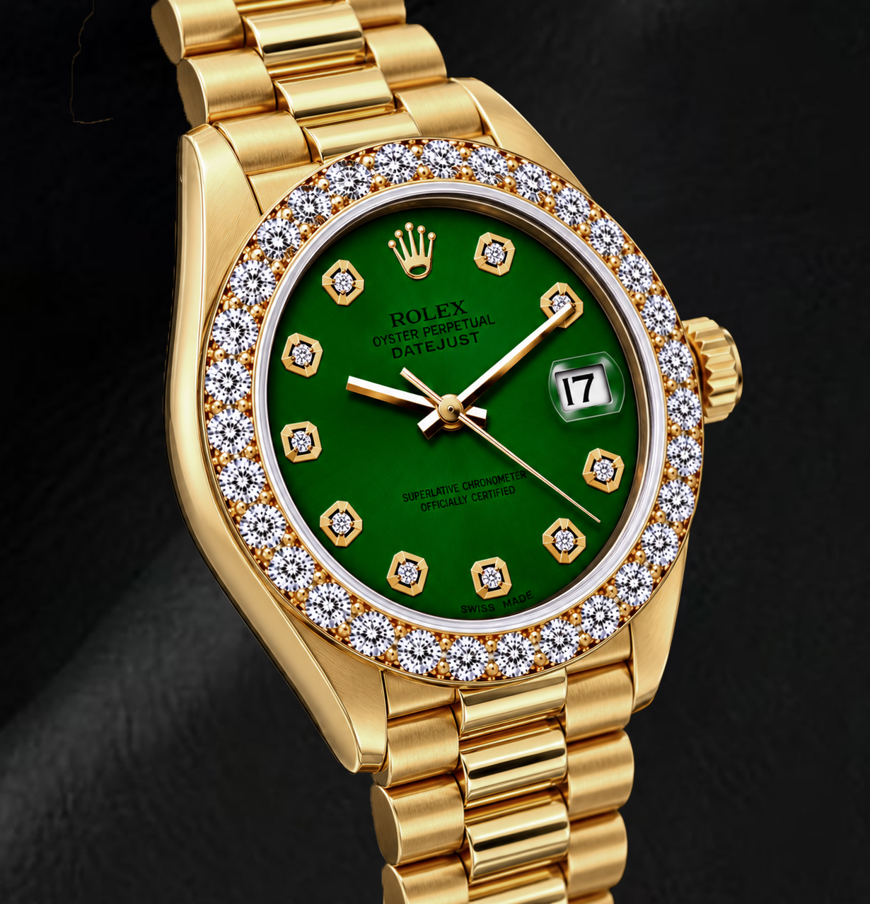Rolex Datejust 69178 26 mm Gelbgold Uhr mit grünem Diamantzifferblatt