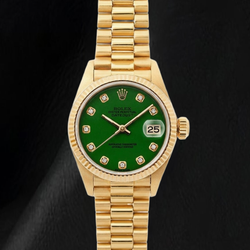 Rolex Datejust 69178 26 mm Gelbgold-Uhr mit grünem Diamantzifferblatt