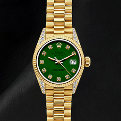Rolex Datejust 69178 26 mm Gelbgold Uhr mit grünem Diamantzifferblatt