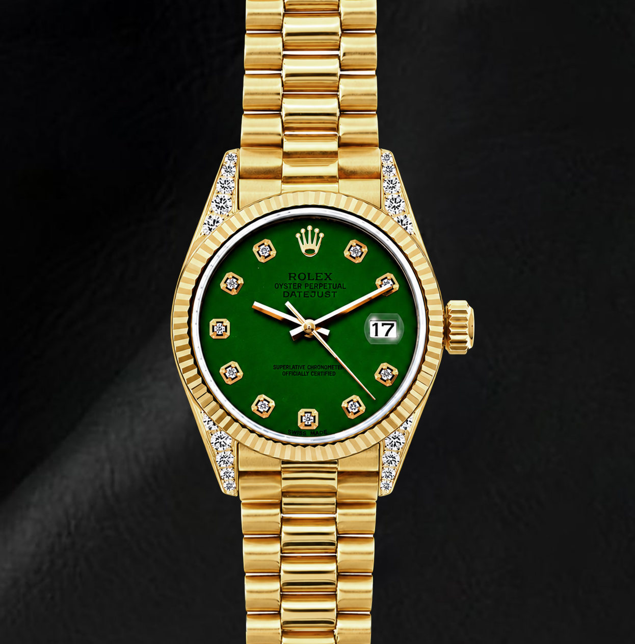 Rolex Datejust 69178 26 mm Gelbgold Uhr mit grünem Diamantzifferblatt