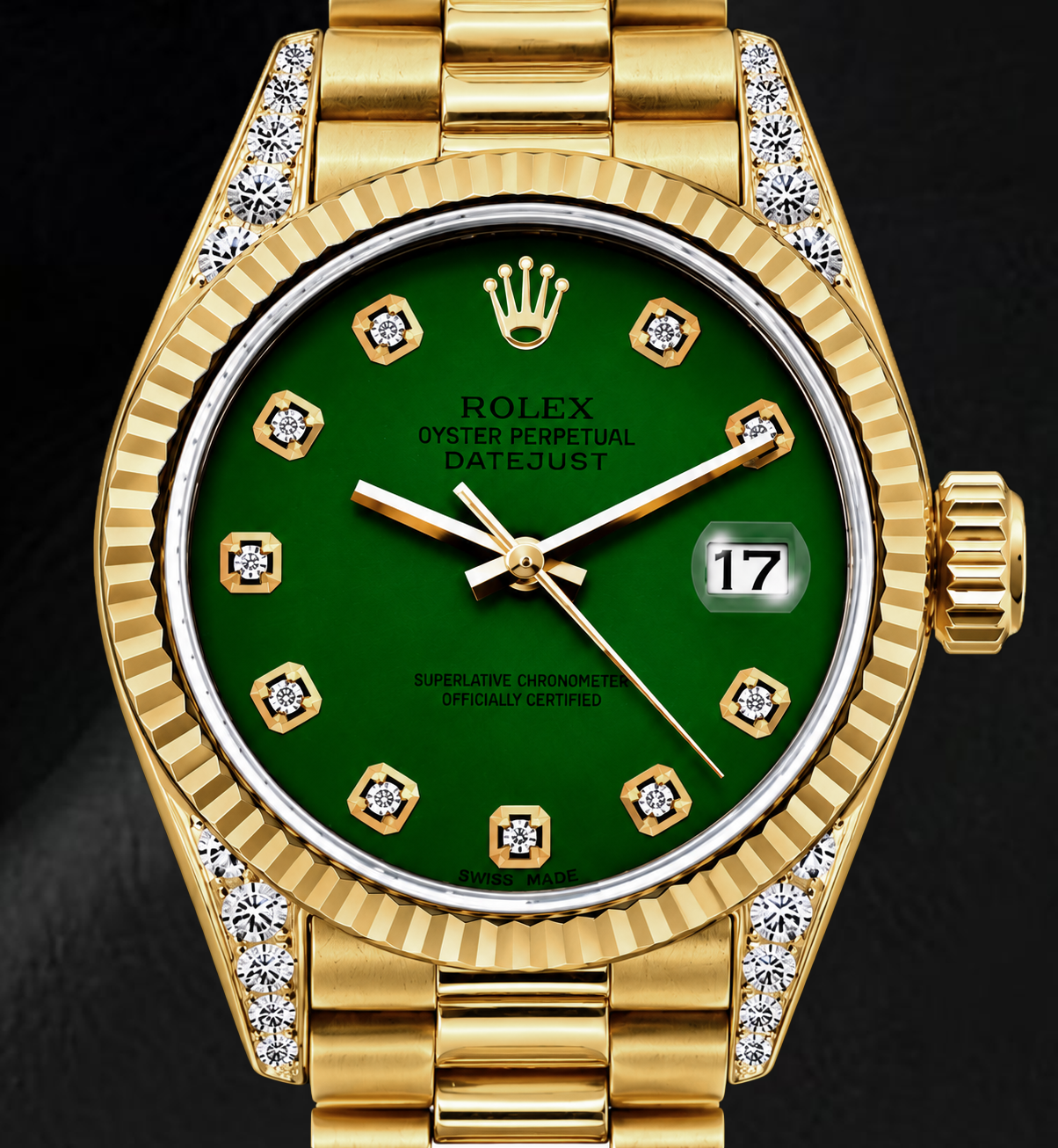 Rolex Datejust 69178 26 mm Gelbgold Uhr mit grünem Diamantzifferblatt
