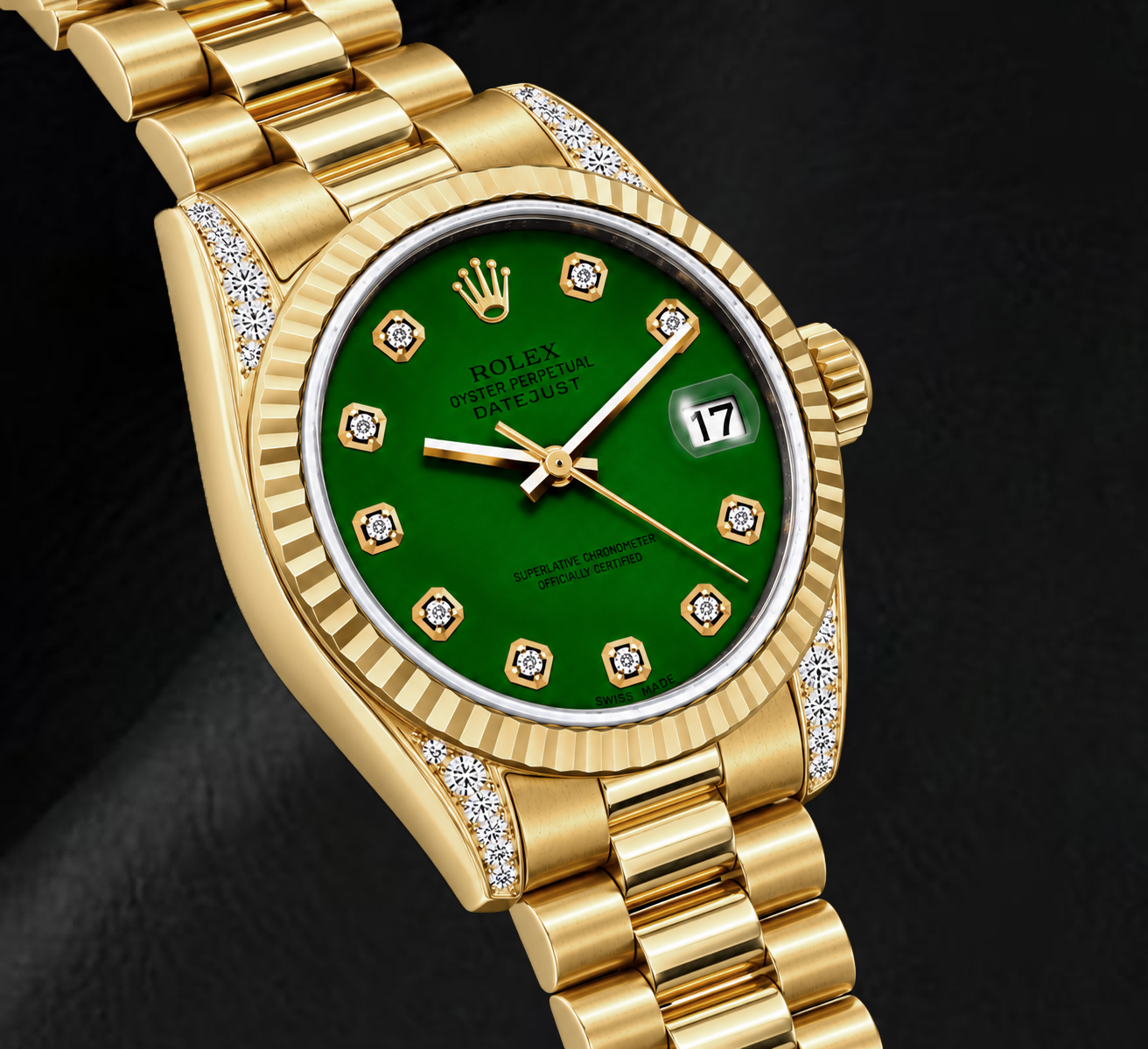 Rolex Datejust 69178 26 mm Gelbgold Uhr mit grünem Diamantzifferblatt