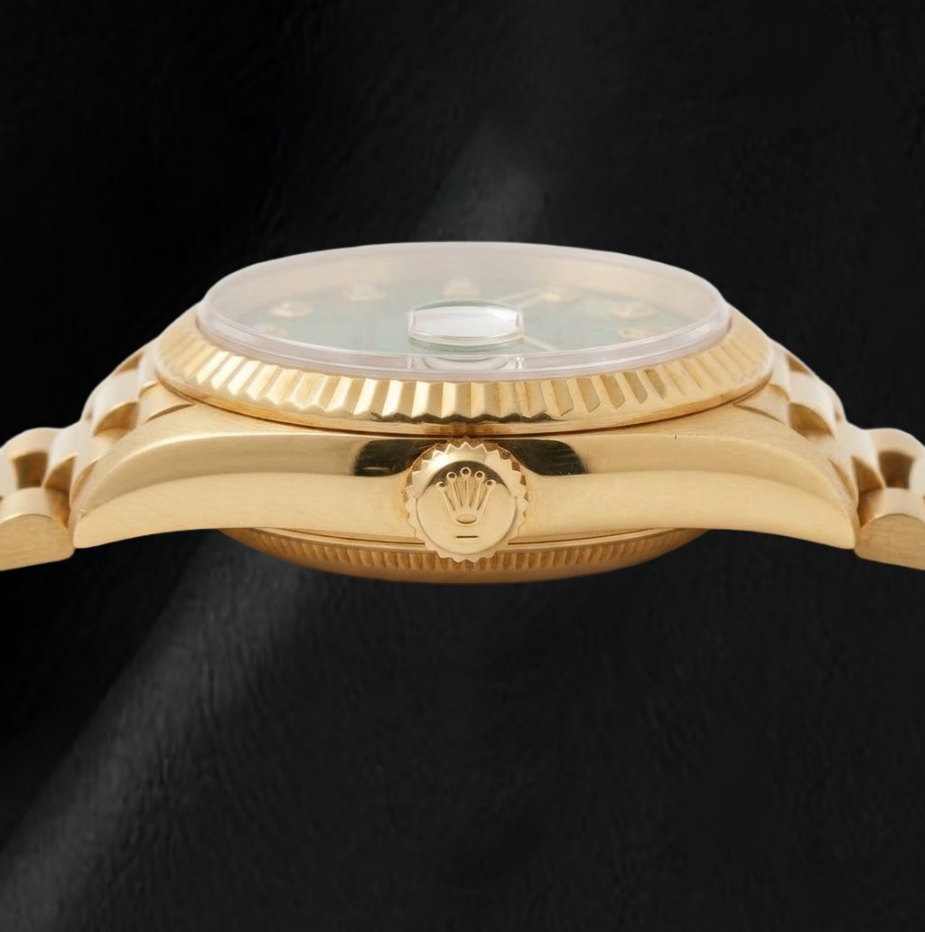 Rolex Datejust 69178 26 mm Gelbgold-Uhr mit grünem Diamantzifferblatt