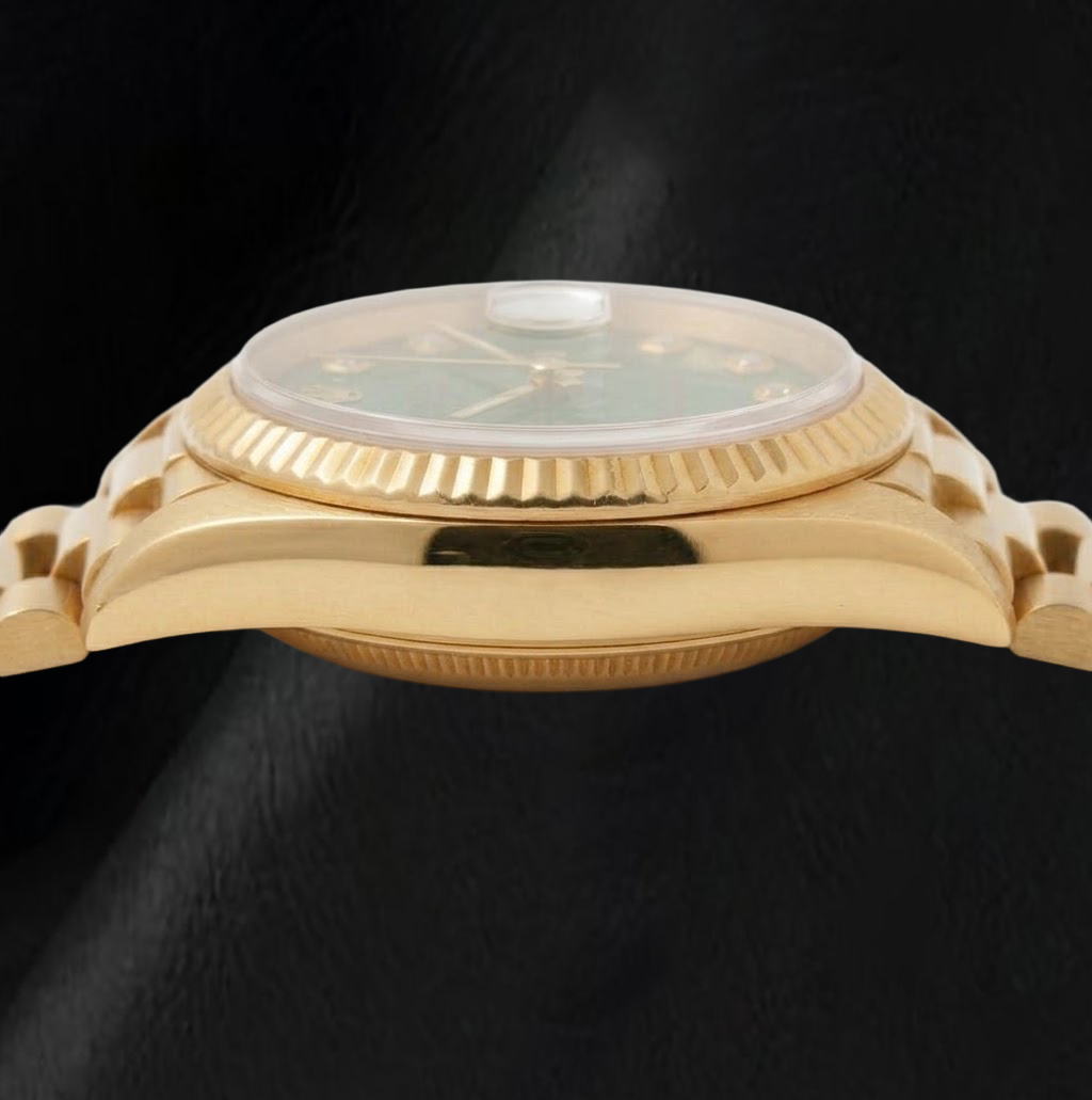 Rolex Datejust 69178 26 mm Gelbgold-Uhr mit grünem Diamantzifferblatt