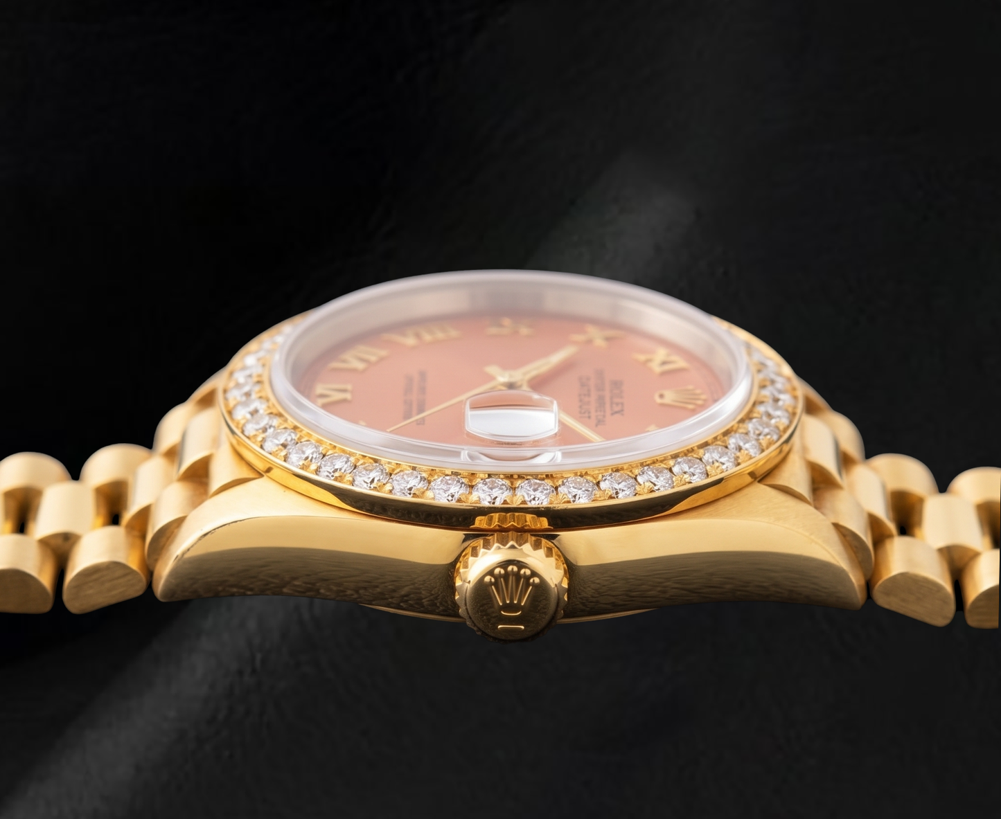 Rolex Datejust 69178 26 mm Uhr aus 18 Karat Gelbgold mit orangefarbenem römischem Zifferblatt