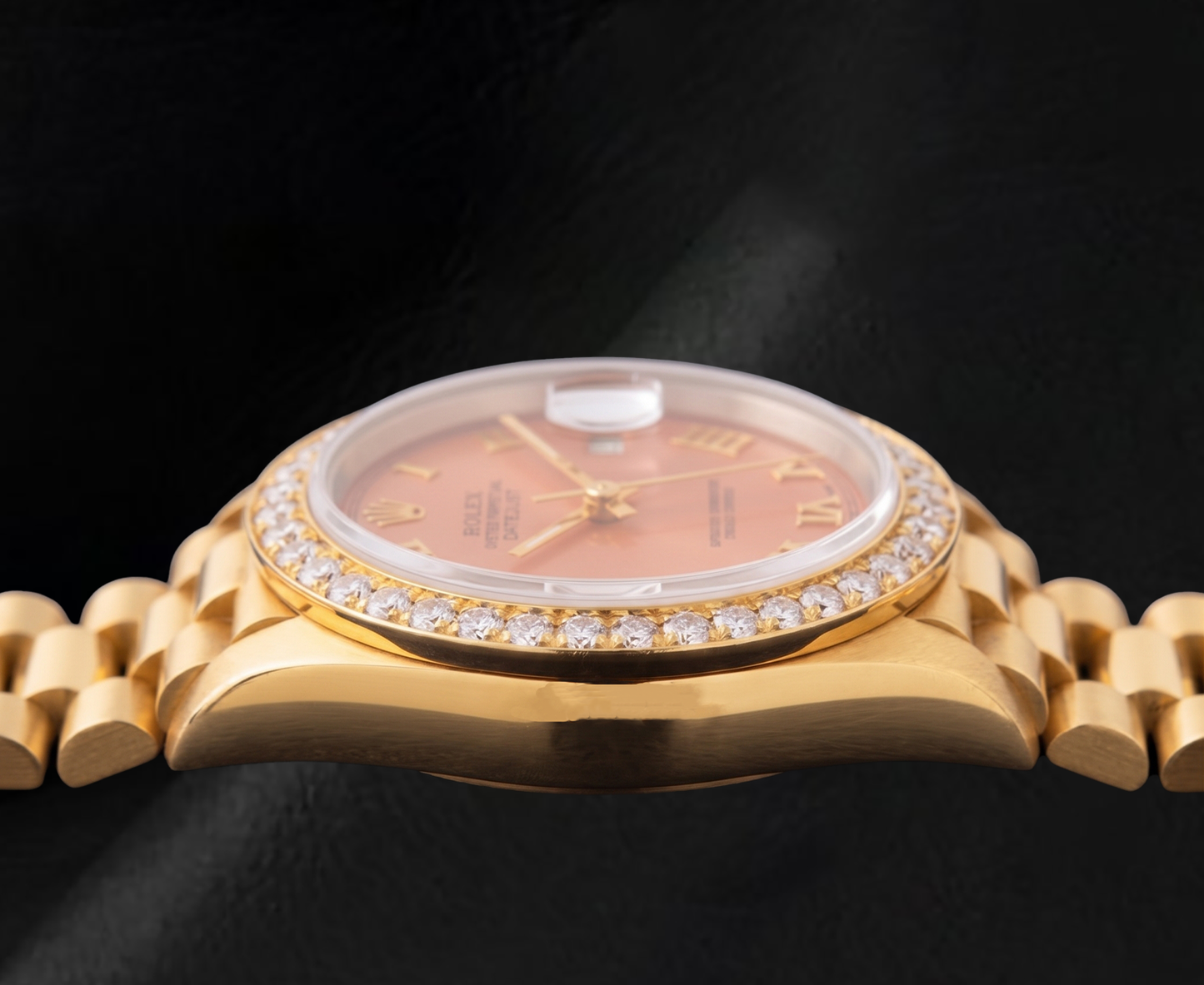 Rolex Datejust 69178 26 mm Uhr aus 18 Karat Gelbgold mit orangefarbenem römischem Zifferblatt