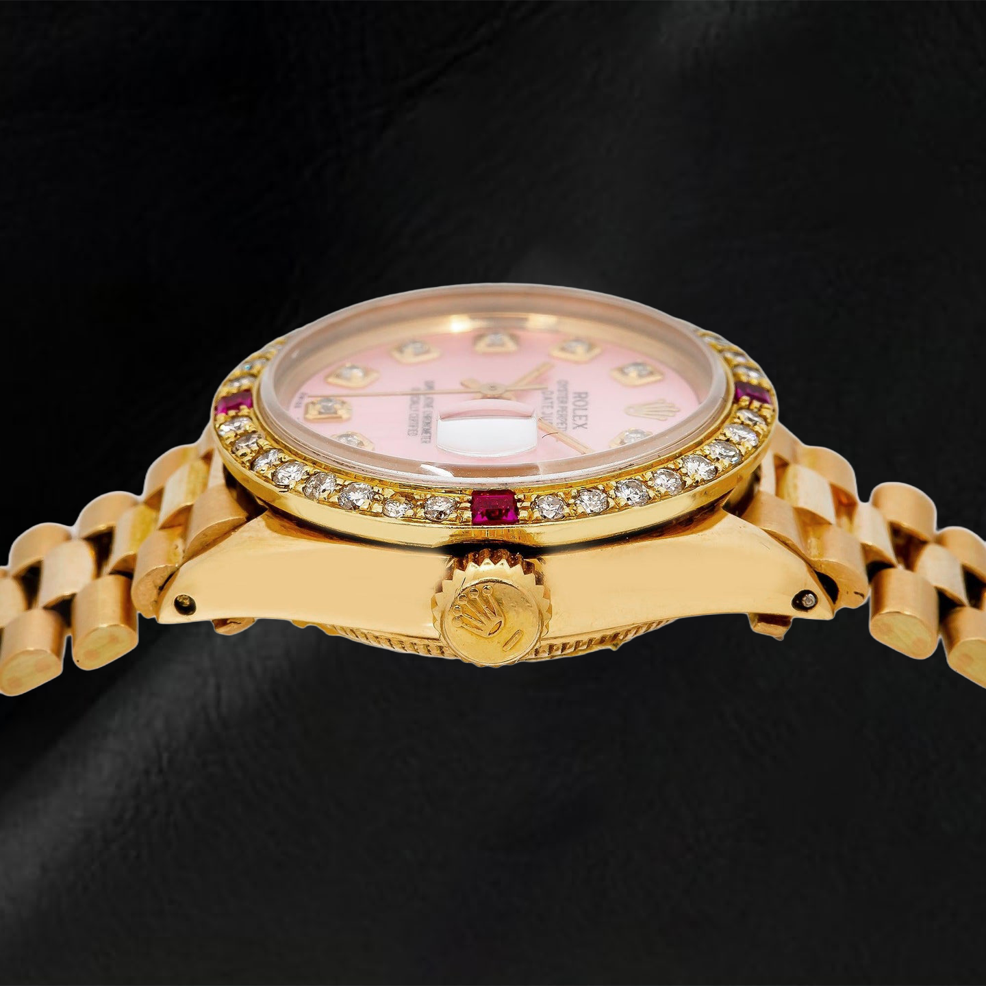 Rolex Datejust 69178 26 mm Rosa Diamantzifferblatt Gelbgold President-Armband Uhr