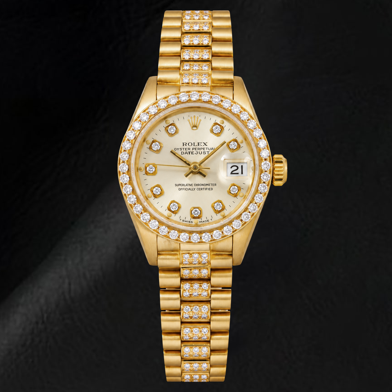 Rolex Datejust 69178 26 mm Gelbgold Uhr mit weißem Diamantzifferblatt