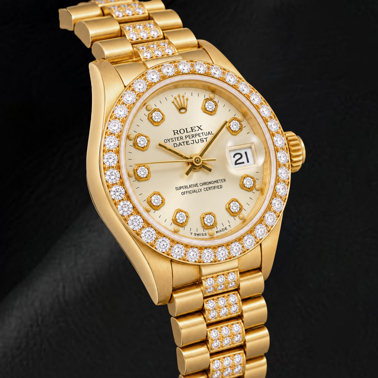 Rolex Datejust 69178 26 mm Gelbgold Uhr mit weißem Diamantzifferblatt