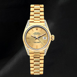 Rolex Datejust 69178 Champagner-Zifferblatt 26 mm President-Armband 18 Karat Gelbgold Uhr
